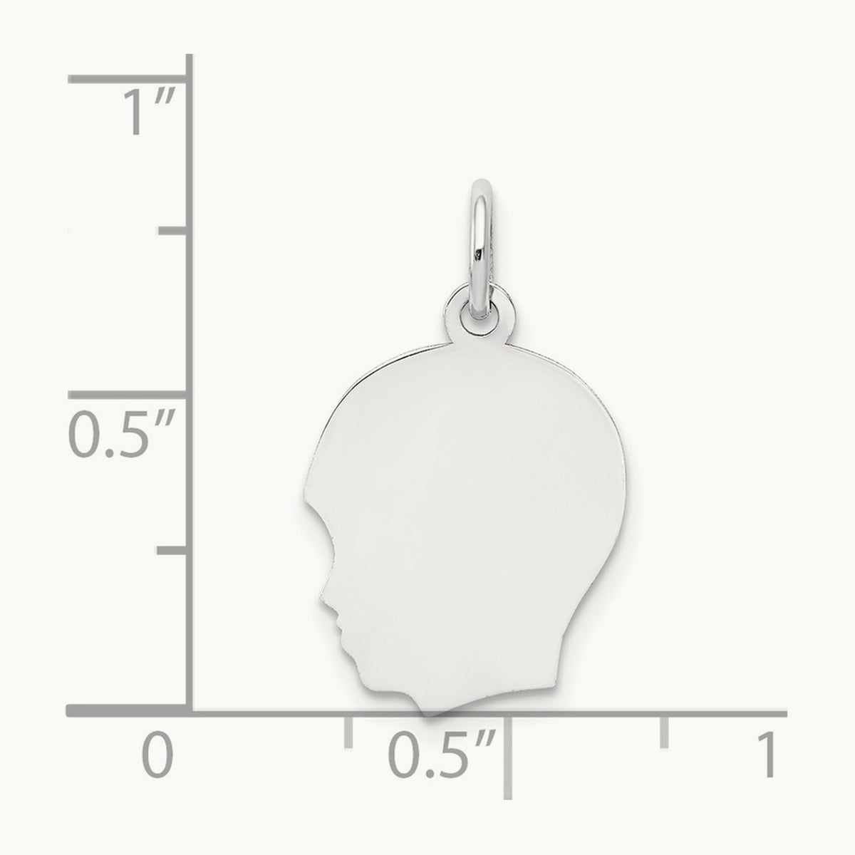 Plain Medium.013 Depth Facing Left Engravable Boy Charm — 22mm