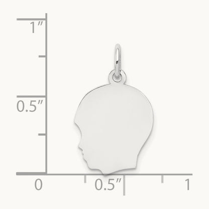Plain Medium.013 Depth Facing Left Engravable Boy Charm — 22mm