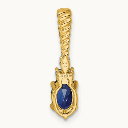 Polish Diamond and Lab Created Sapphire Twisted Chain Slide — 14K Yellow Gold
