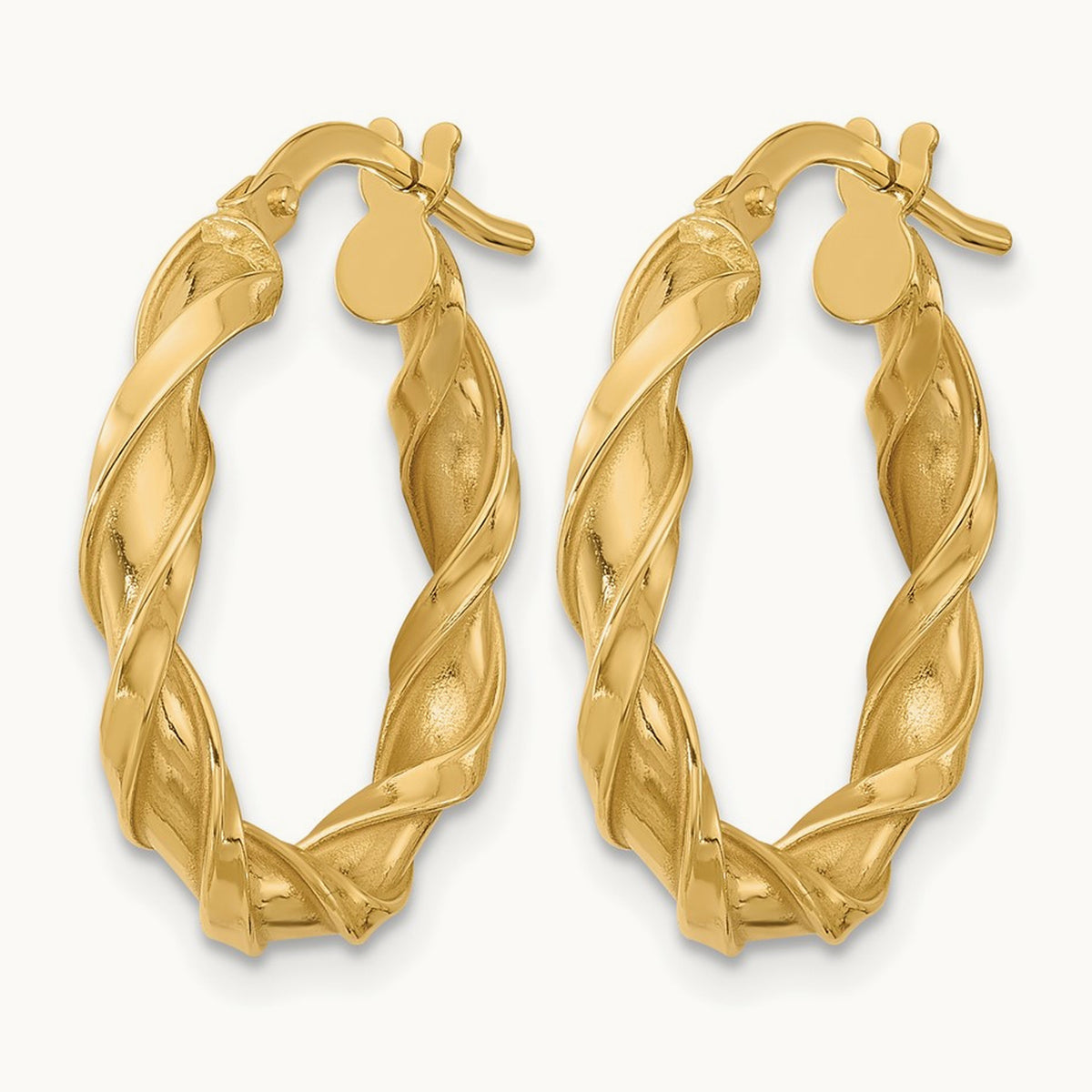 Polished Twisted Hoop Earrings, 3.25mm wide — Leslie's in 14K Yellow Gold
