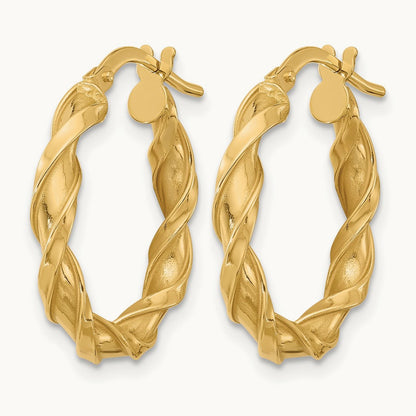 Polished Twisted Hoop Earrings, 3.25mm wide — Leslie's in 14K Yellow Gold