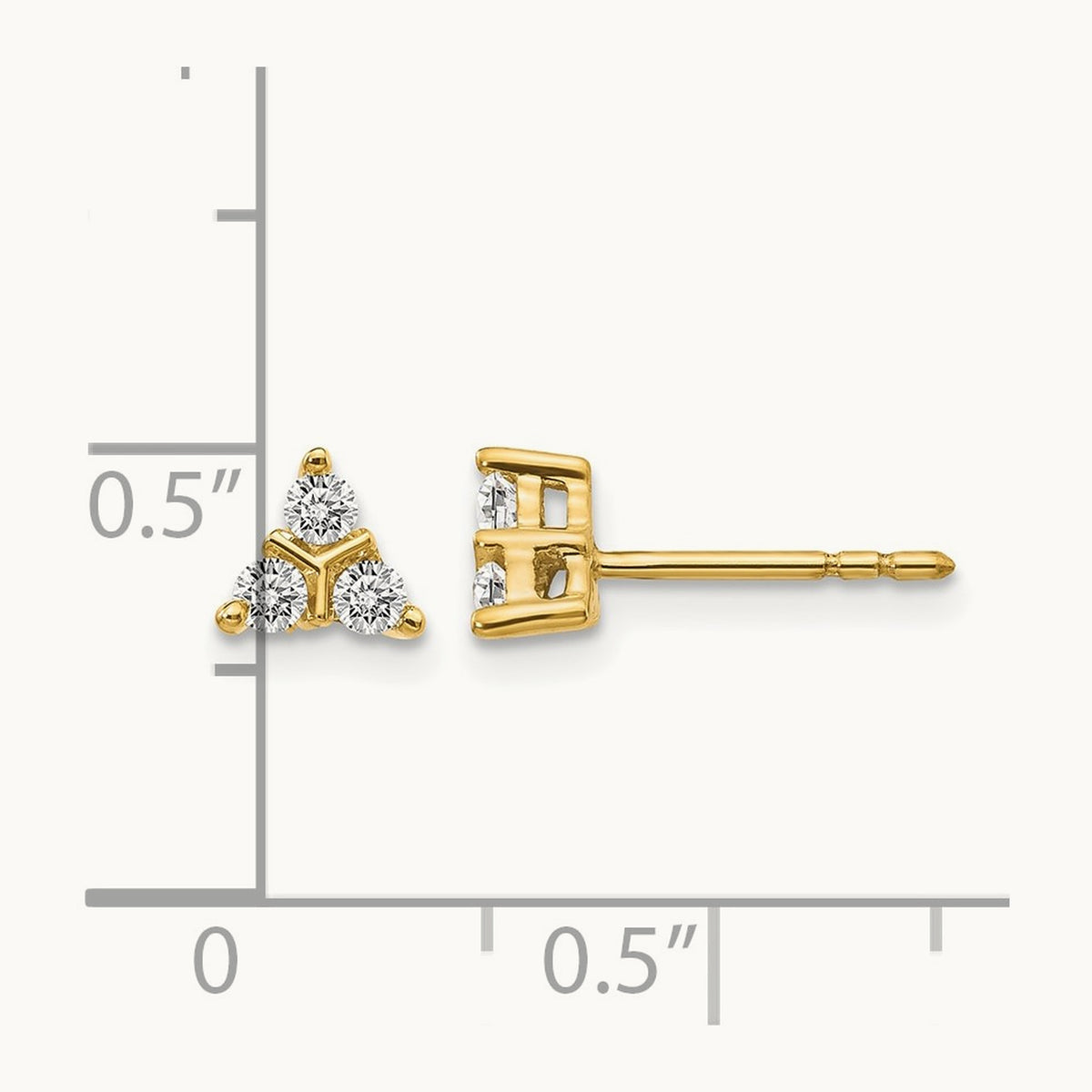 3-stone Diamond Triangle Earrings, 14K
