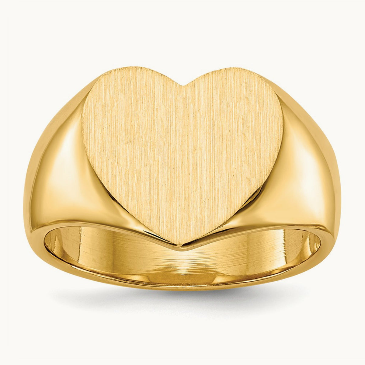 Closed Back Heart Signet Ring — 14K Yellow Gold, 12.5x11.5mm, 6