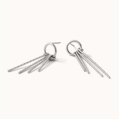 Rh-Plated D/C Movable Dangle Post Earrings, Sterling Silver — Leslie's