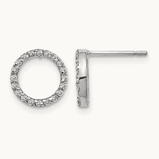 Diamond Open Circle Earrings, 14K White Gold