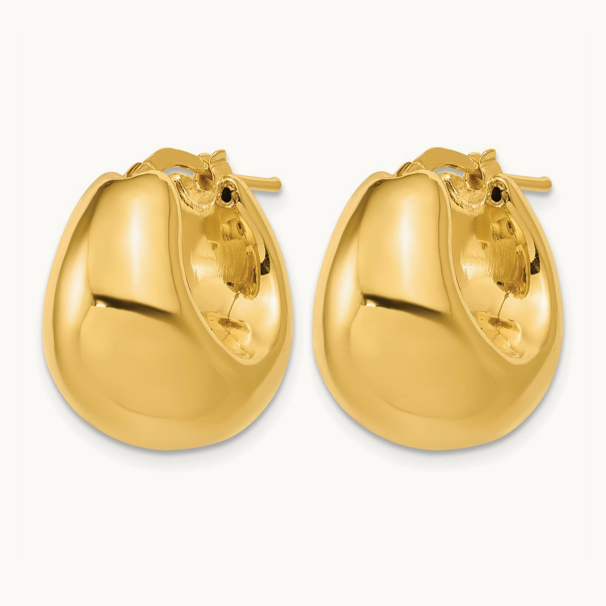 Polished Hollow Puff Hoop Earrings, 14K — Leslie's