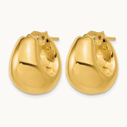 Polished Hollow Puff Hoop Earrings, 14K — Leslie's