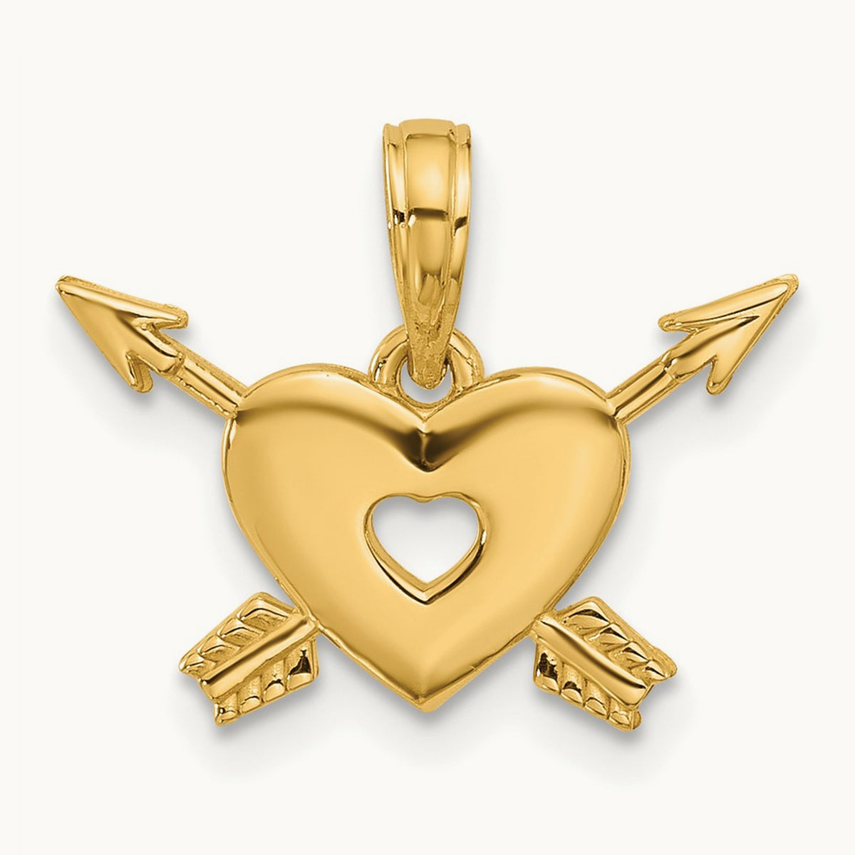 Polished Heart and Arrows Charm, 14K