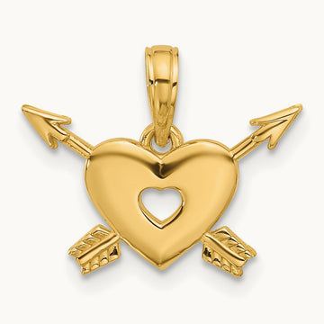 Polished Heart and Arrows Charm, 14K