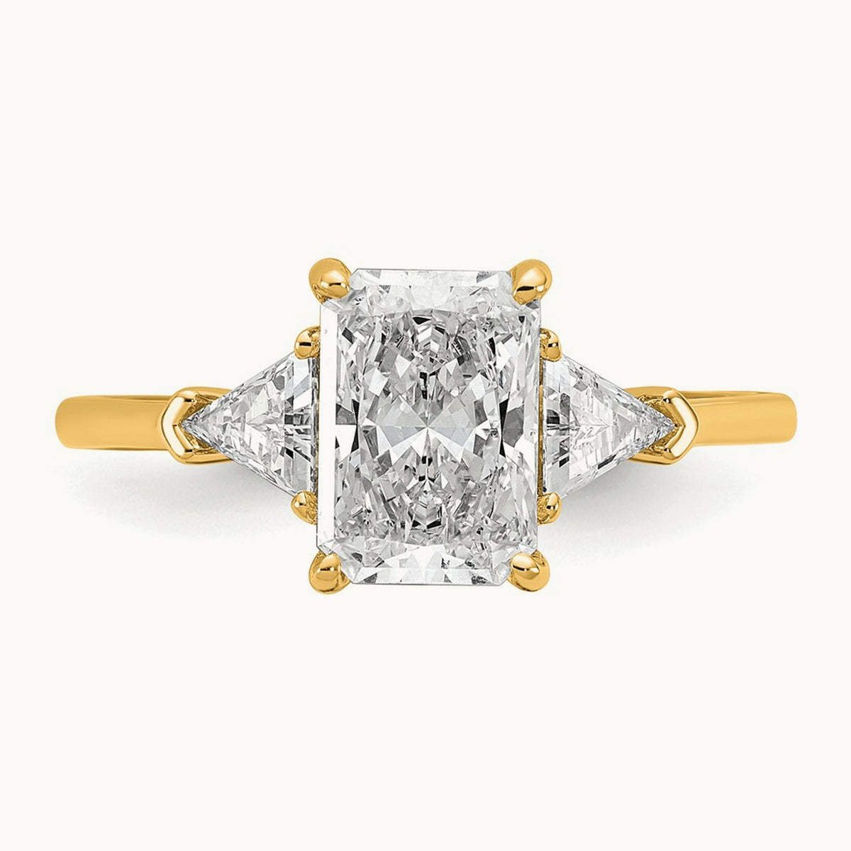 Radiant & Triangle Engagement Ring, 1.25-3.50 ct tw Lab-Grown Diamond — 2 ct, 14K Yellow Gold