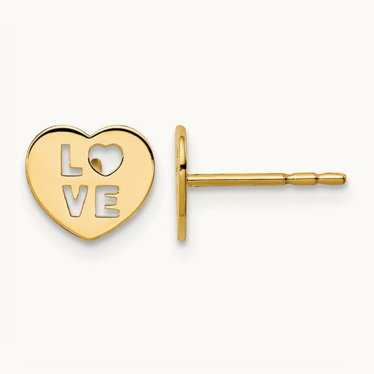 Madi K Love Heart Post Earrings, 14K