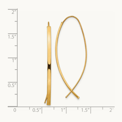 Square Tube Wire Threader Earrings — 14K Yellow Gold