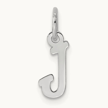 Small Script Letter J Initial Charm, 14K White Gold
