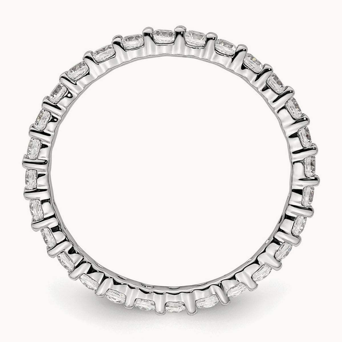 Polished Shared Prong Diamond Eternity Band — 14K White Gold (2)