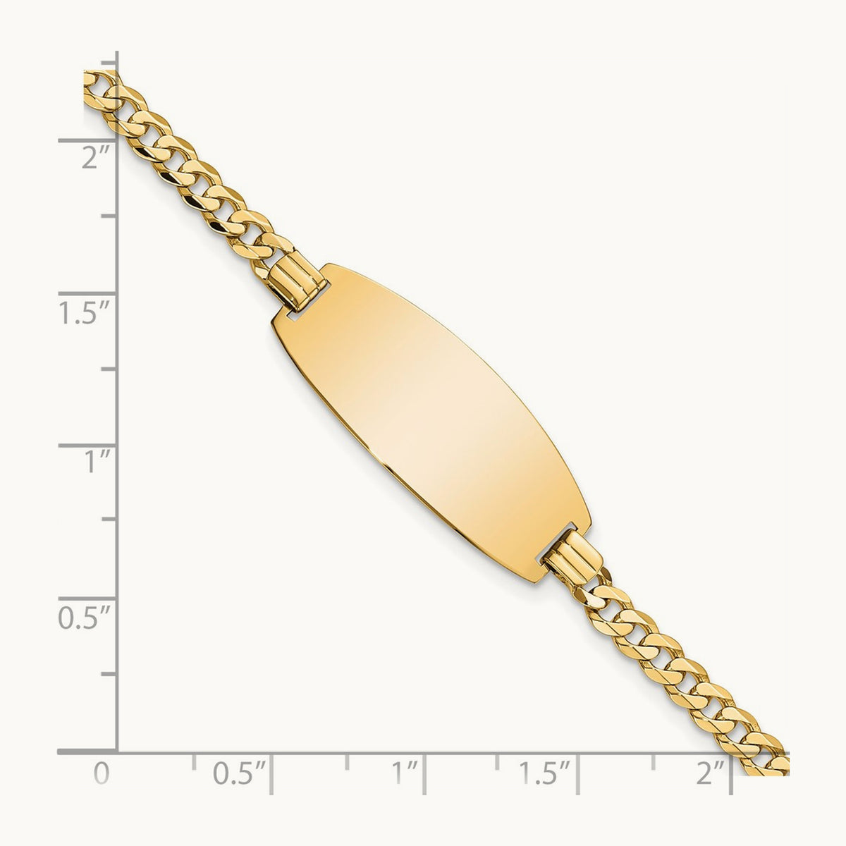 Oval Curb ID Bracelet, 14K Yellow Gold