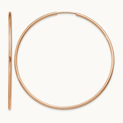 Polished Endless Tube Hoop Earrings, 1.50mm, 14K Rose Gold