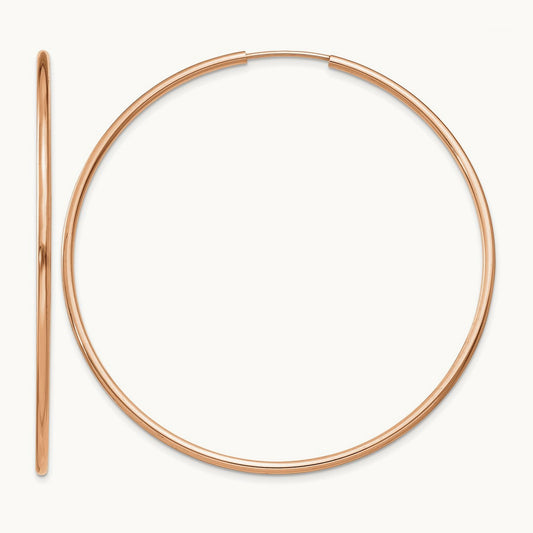 Polished Endless Tube Hoop Earrings, 1.50mm, 14K Rose Gold