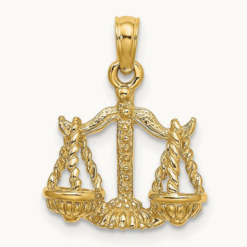 3-D Libra Zodiac Charm, 14K