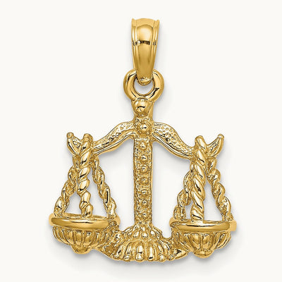 3-D Libra Zodiac Charm, 14K