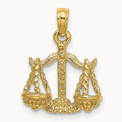 3-D Libra Zodiac Charm, 14K