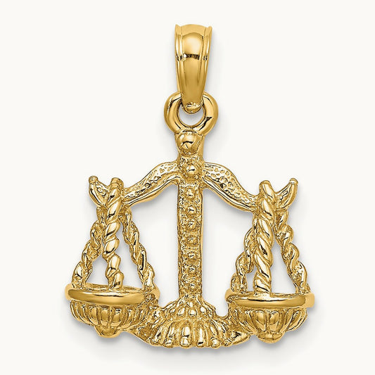 3-D Libra Zodiac Charm, 14K