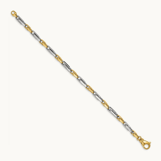 Hand Polished Fancy Link Chain, 5mm, 14K Two-tone
