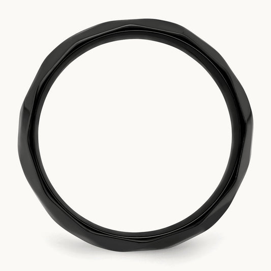 Black Zirconium Polished and Hammered Band, 7mm