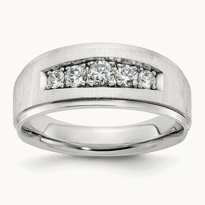 5 Stone Men's Ring, 0.50 ct tw Lab-Grown Diamond