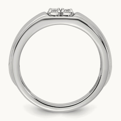Setting: 14K Two-Tone IB Goodman Men's Polished 4-Stone Diamond Ring Mounting, 14K Gold — 14K White Gold