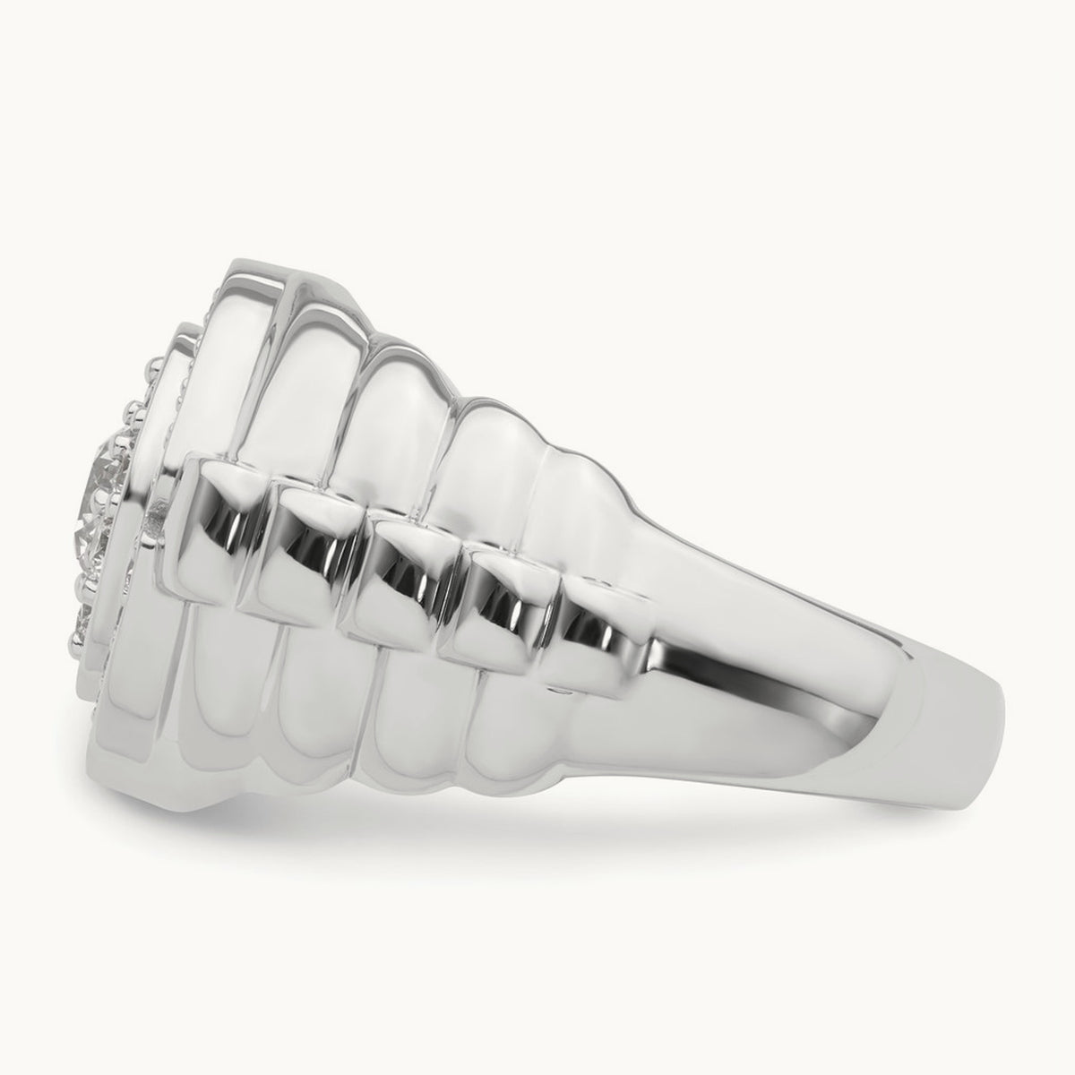 Men's Cluster Ring — 10K White Gold, 10
