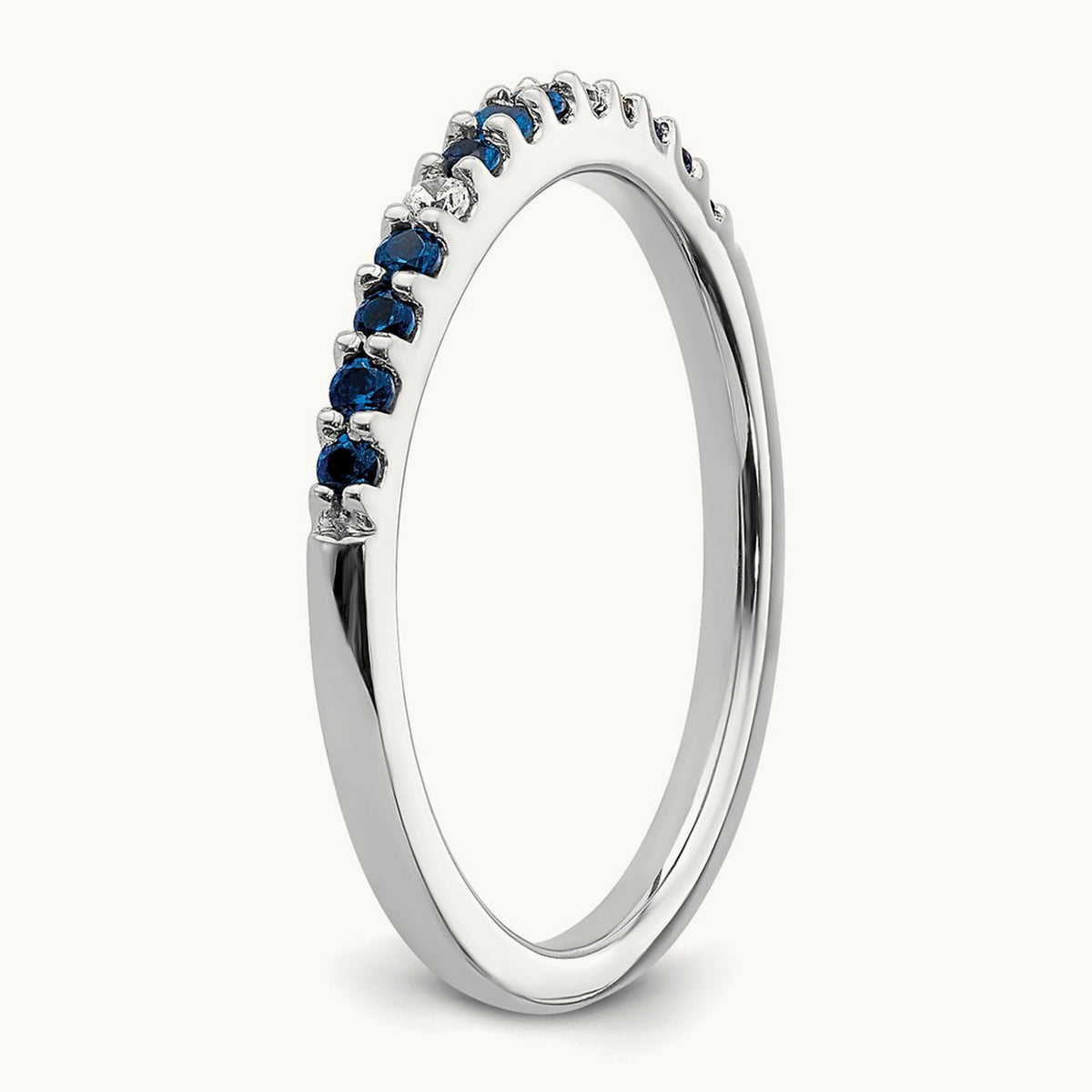 Diamond and Sapphire Band, 14K White Gold