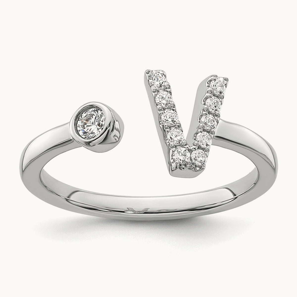 Initial V Adjustable Ring, 0.15 ct tw Lab-Grown Diamond