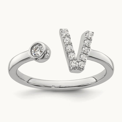 Initial V Adjustable Ring, 0.15 ct tw Lab-Grown Diamond