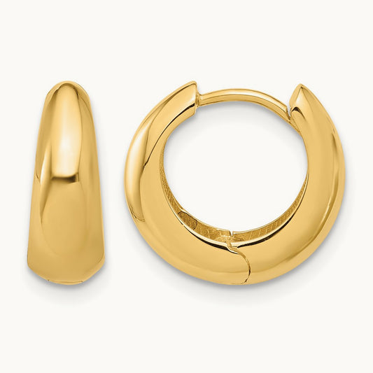 Polished Hinged Huggie Hoop Earrings — 13.5mm