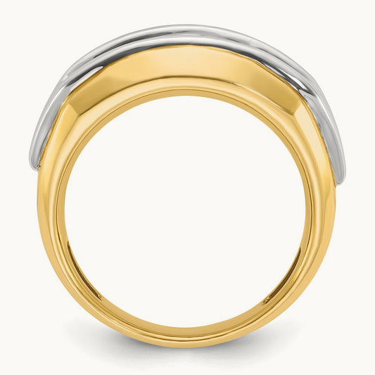 14ktt IBGoodman Men's Polished & Grooved 5-Stone Diamond Ring