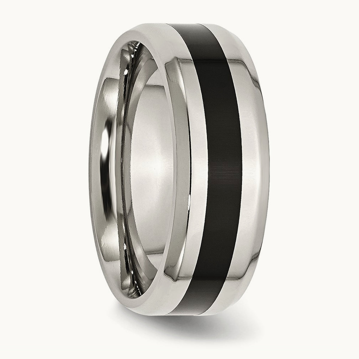 Polished Black Enamel Beveled Edge Band — photo set
