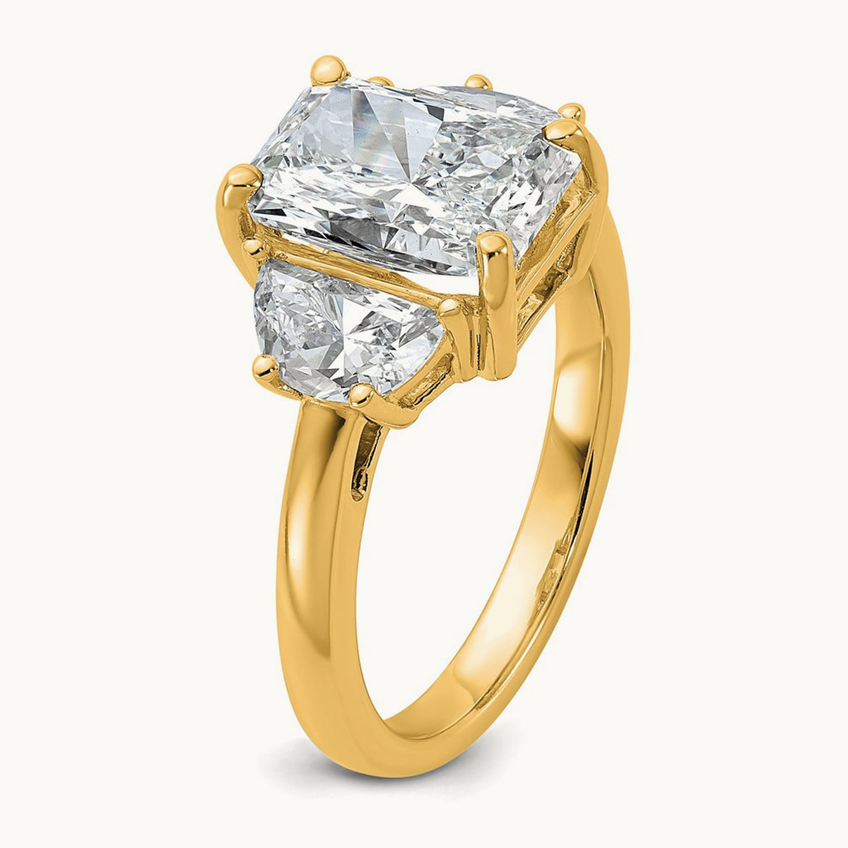 Radiant & 1/2 Moon Engagement Ring, 1.25-4.00 ct tw Lab-Grown Diamond — 4 ct, 14K Yellow Gold