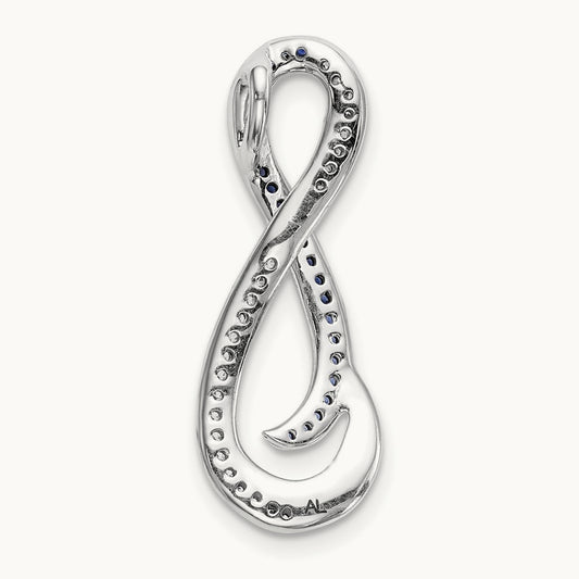 1/5ct. Diamond/Blue Diamond Infinity Chain Slide, 14K White Gold