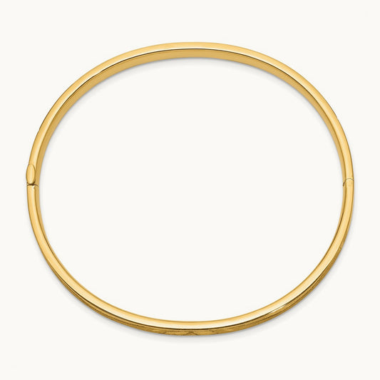 3/16 Oversize Diamond-cut Concave Hinged Bangle Bracelet, 14K