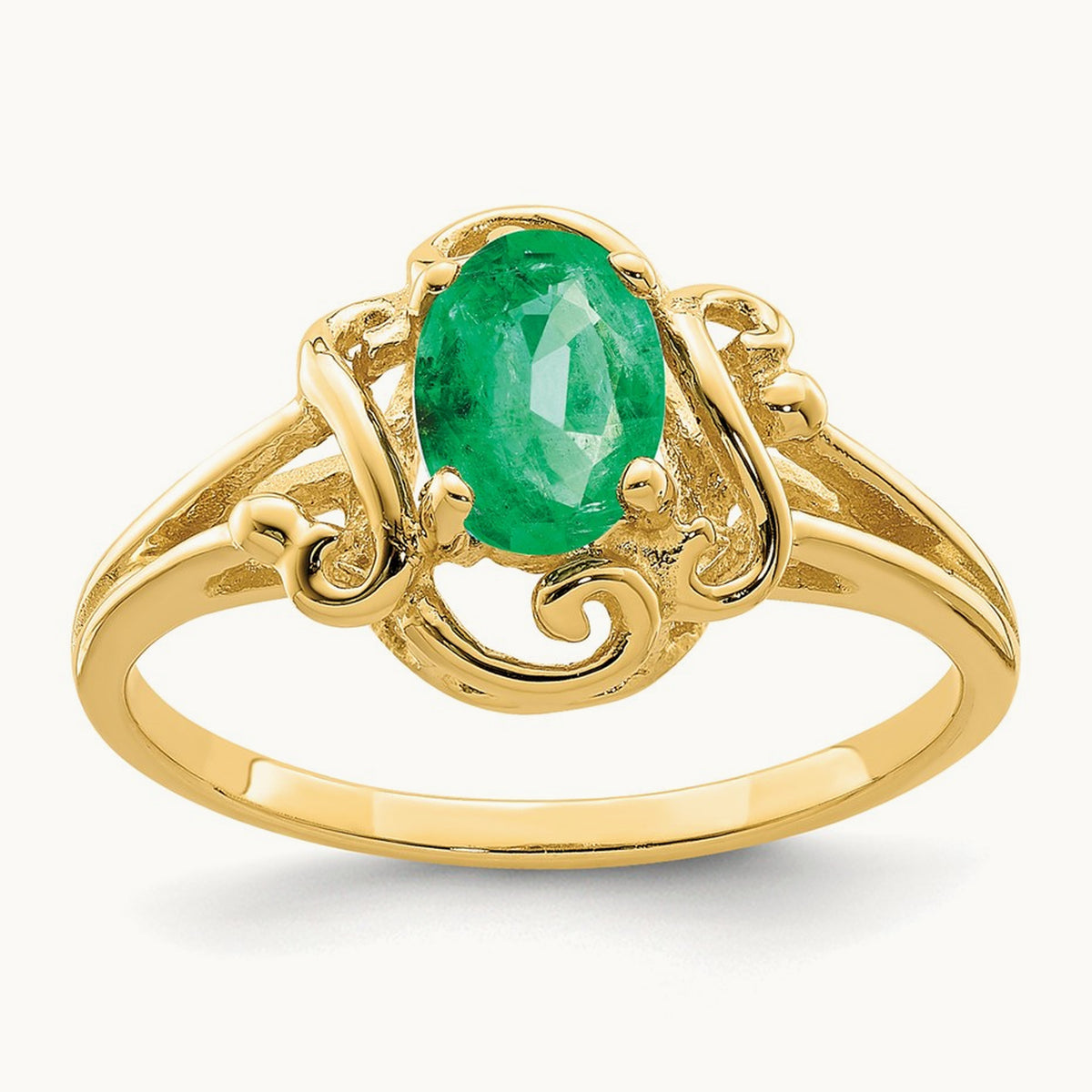 7x5mm Oval Emerald ring, 14K