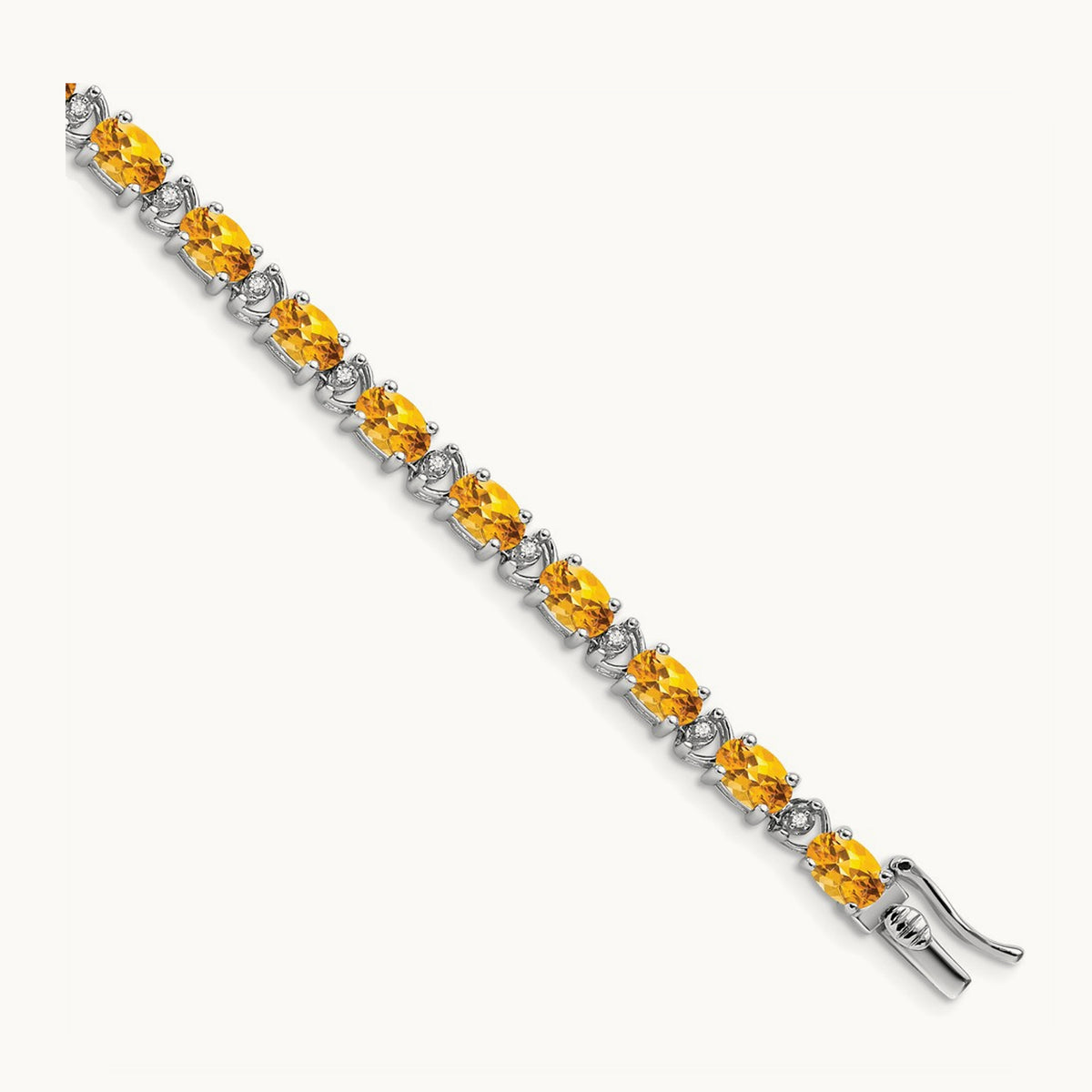 Oval Citrine and Diamond Bracelet, 14K White Gold