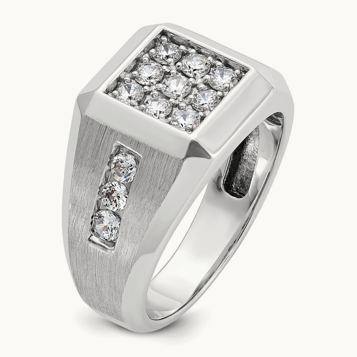 Square Cluster Men's Ring, 1.00 ct tw Lab-Grown Diamond