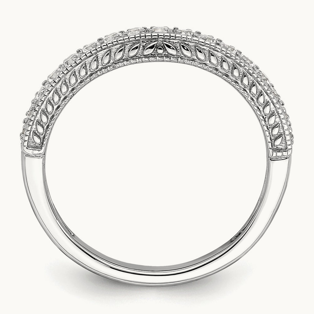 Contoured Diamond Wedding Band, 14K White Gold