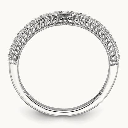 Contoured Diamond Wedding Band, 14K White Gold