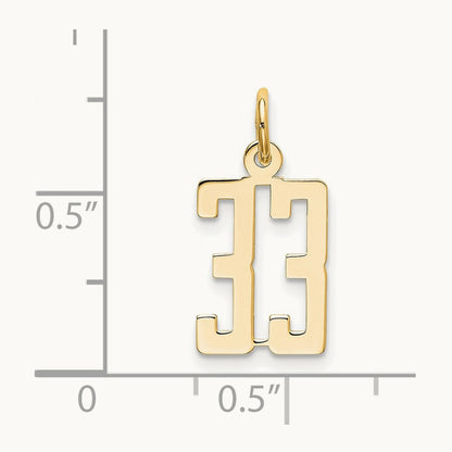 Small Elongated Number 33 Charm, 14K