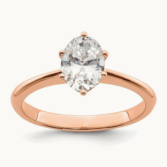Polish 1ct Oval Leaf Design Semi-Mount Dia Ring, 14K Rose