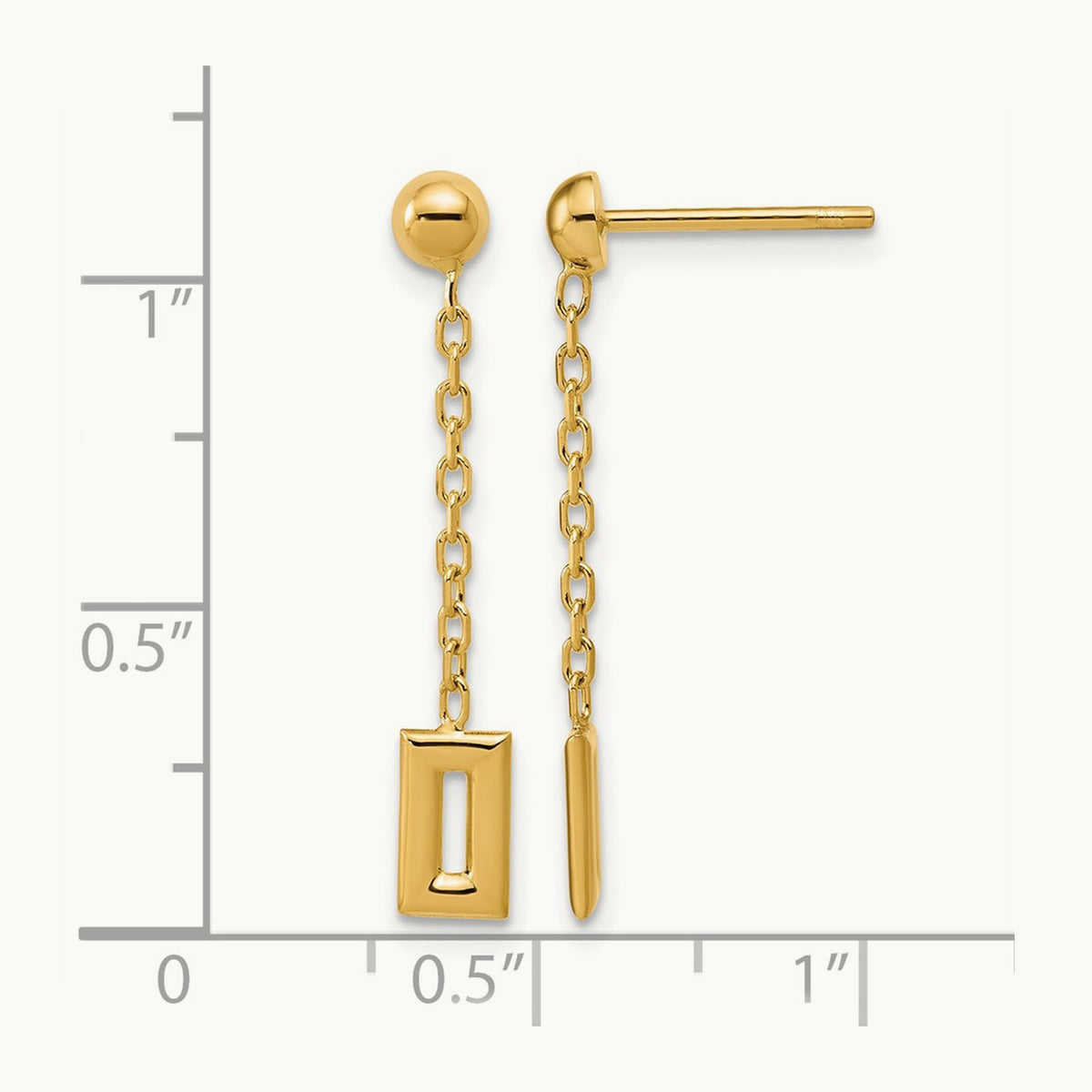 Polished Rectangle Dangle Post Earrings, 14K — Leslie's