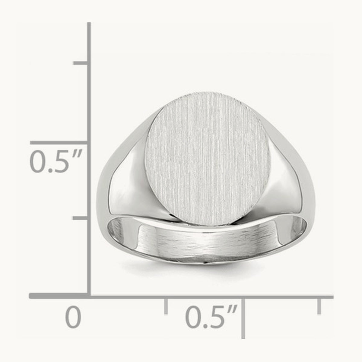 12.0x12. Closed Back Signet Ring, 5mm, 14K White Gold