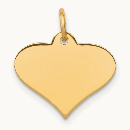 Plain .027 Gauge Engraveable Heart Disc Charm — 14K Yellow Gold, 16mm