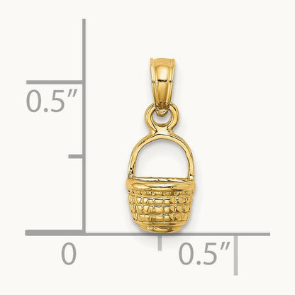 2-D Flat Back Mini Basket Charm, 14K